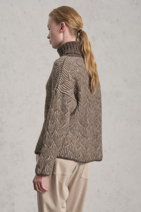 Rollkragenpullover aus Alpaka-Woll-Garn mit Jacquard-Verarbeitung | 1019.CFDTDE-0200.490