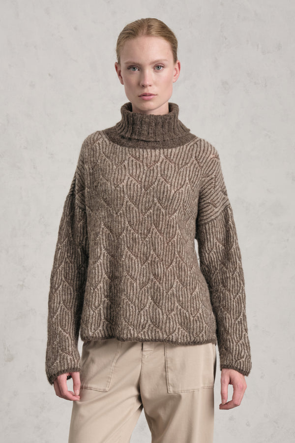 Rollkragenpullover aus Alpaka-Woll-Garn mit Jacquard-Verarbeitung | 1019.CFDTDE-0200.490