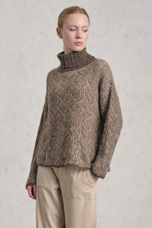 Rollkragenpullover aus Alpaka-Woll-Garn mit Jacquard-Verarbeitung | 1019.CFDTDE-0200.490