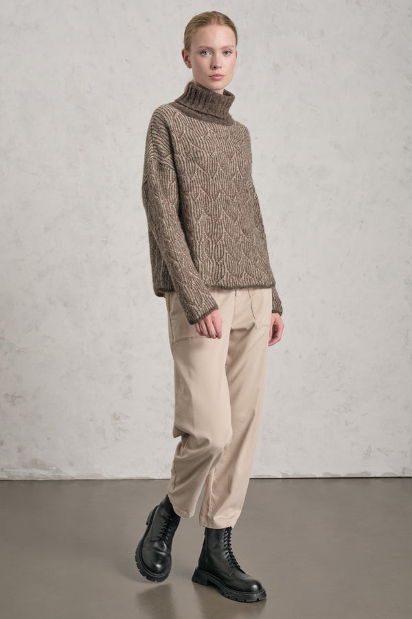 Rollkragenpullover aus Alpaka-Woll-Garn mit Jacquard-Verarbeitung | 1019.CFDTDE-0200.490