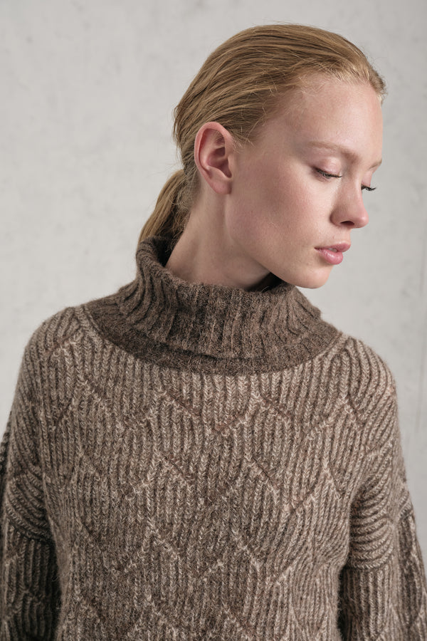 Rollkragenpullover aus Alpaka-Woll-Garn mit Jacquard-Verarbeitung | 1019.CFDTDE-0200.490