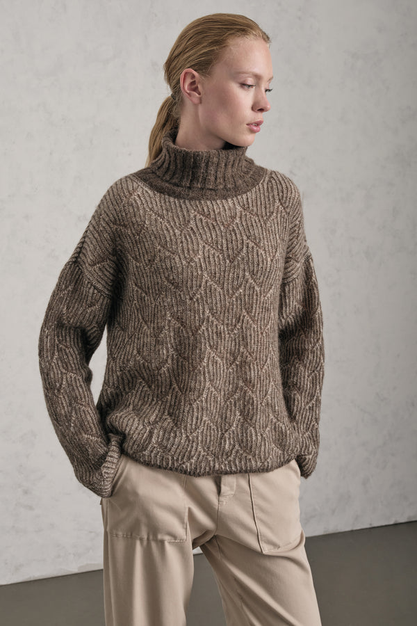 Rollkragenpullover aus Alpaka-Woll-Garn mit Jacquard-Verarbeitung | 1019.CFDTDE-0200.490