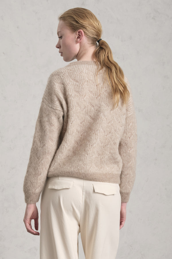 Alpaca and wool yarn jacquard knit crew-neck sweater | 1019.CFDTDE-0201.135