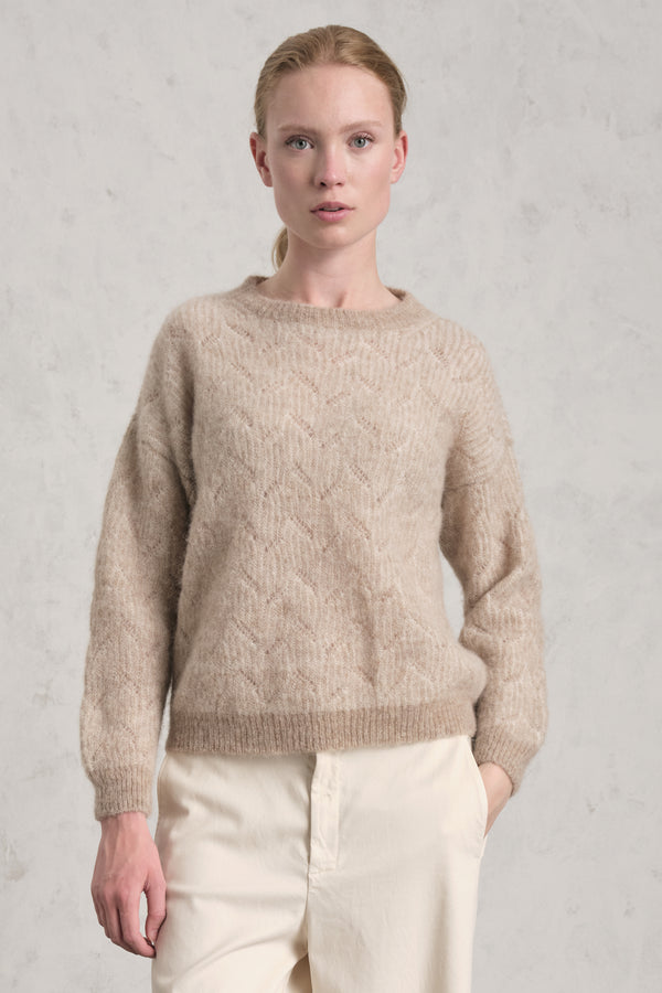 Rundhalspullover aus Alpaka-Woll-Garn mit Jacquard-Verarbeitung | 1019.CFDTDE-0201.135