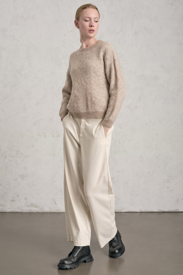 Alpaca and wool yarn jacquard knit crew-neck sweater | 1019.CFDTDE-0201.135