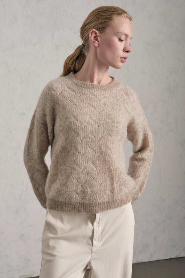 Rundhalspullover aus Alpaka-Woll-Garn mit Jacquard-Verarbeitung | 1019.CFDTDE-0201.135