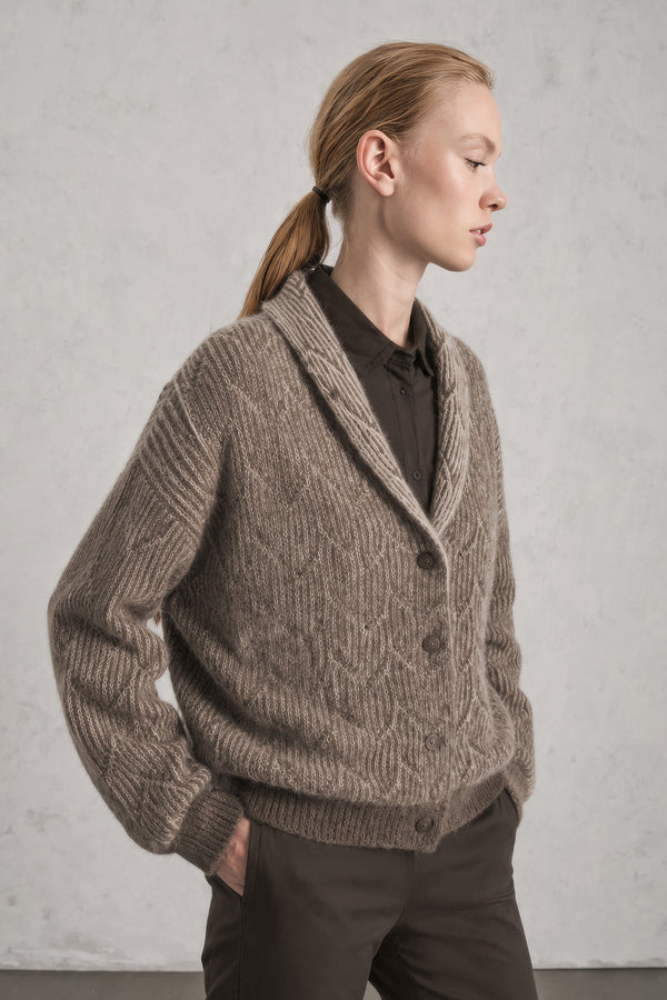 Cardigan aus Alpaka-Woll-Garn mit Jacquard-Verarbeitung | 1019.CFDTDE-0203.490