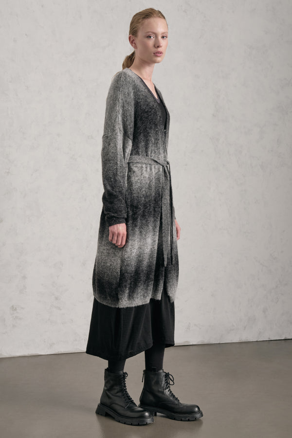 Cardigan, lang geschnitten, aus bedrucktem Alpaka-Mix-Garn mit schattierter Optik | 1019.CFDTDE-0501.975