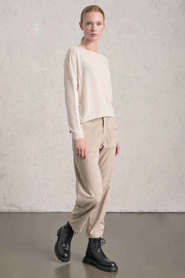 Oversize boat-neck sweater made of extra-fine baby alpaca and wool yarn | 1019.CFDTDE-0900.105
