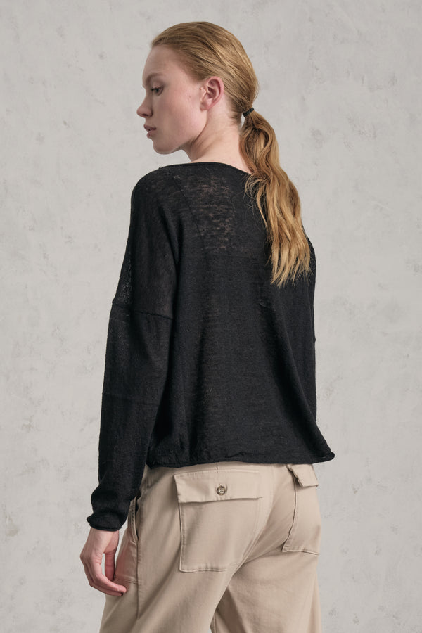Oversize boat-neck sweater made of extra-fine baby alpaca and wool yarn | 1019.CFDTDE-0900.901