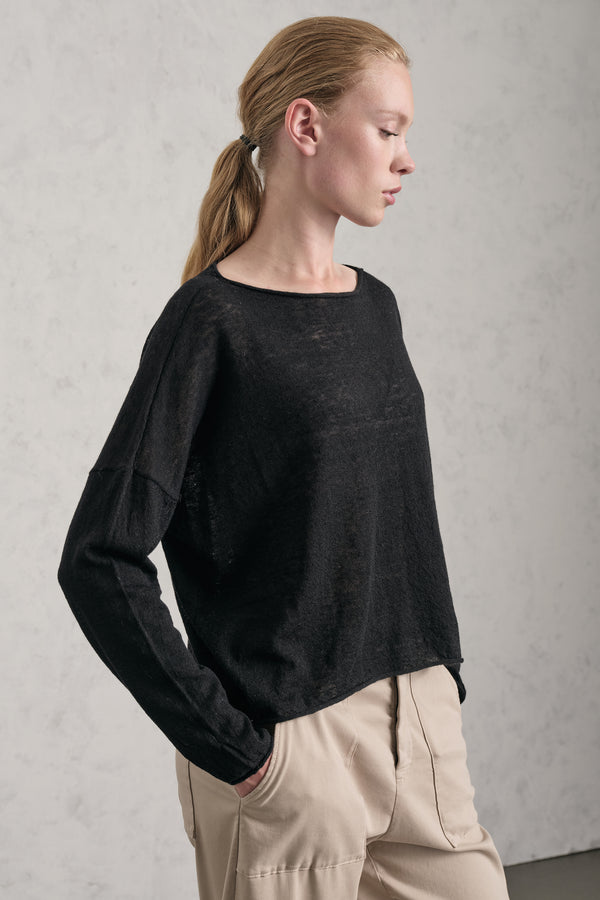 Oversize boat-neck sweater made of extra-fine baby alpaca and wool yarn | 1019.CFDTDE-0900.901