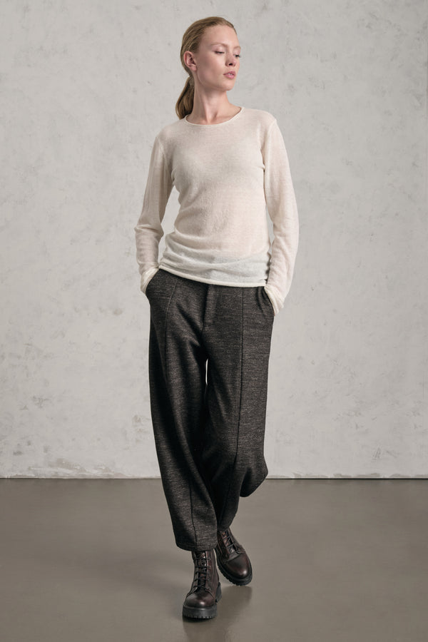 Boat-neck sweater in baby alpaca and wool yarn | 1019.CFDTDE-0901.105