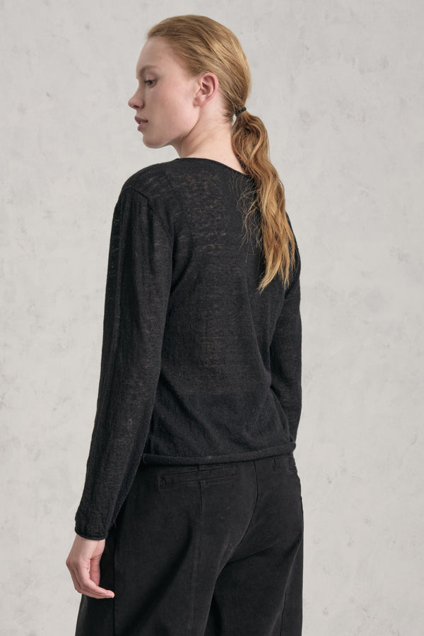Boat-neck sweater in baby alpaca and wool yarn | 1019.CFDTDE-0901.901