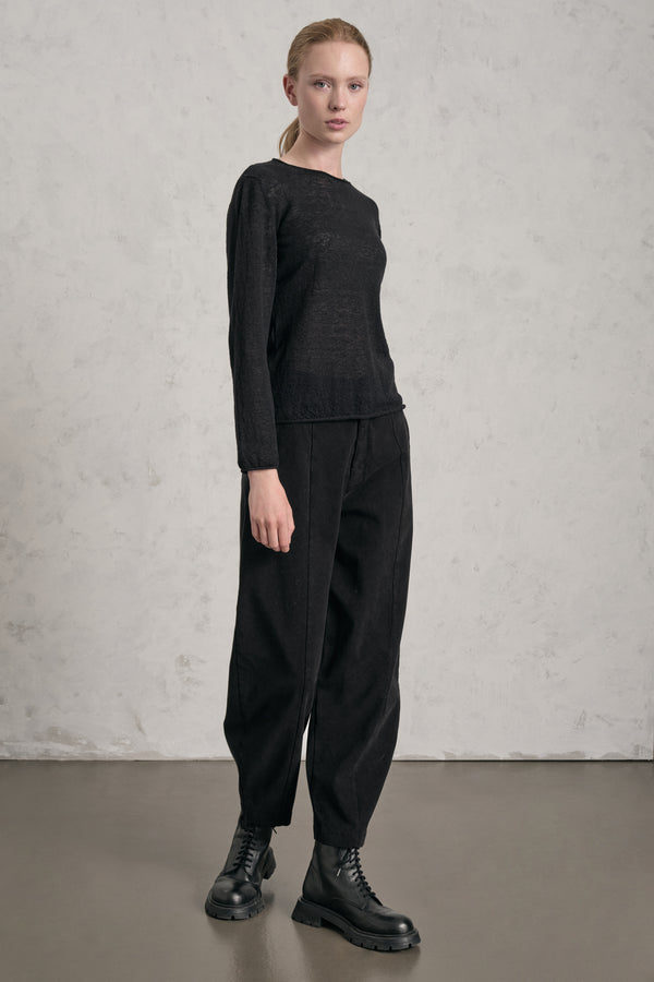 Boat-neck sweater in baby alpaca and wool yarn | 1019.CFDTDE-0901.901