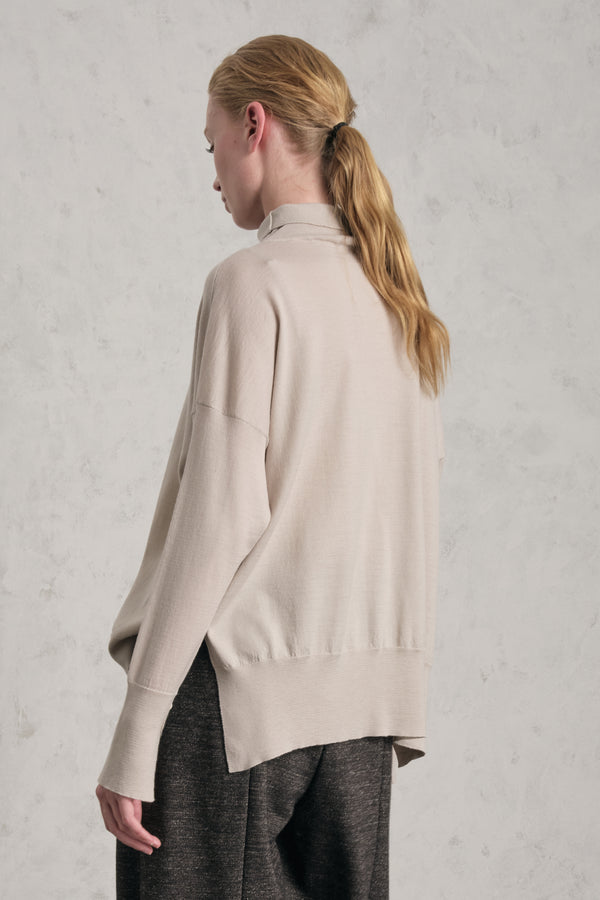Oversize-Pullover mit Stehkragen aus extrafeinem Merino-Wollgarn | 1019.CFDTDE-1001.120