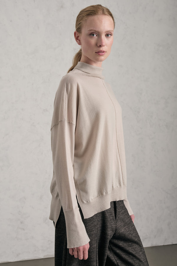 Oversize-Pullover mit Stehkragen aus extrafeinem Merino-Wollgarn | 1019.CFDTDE-1001.120