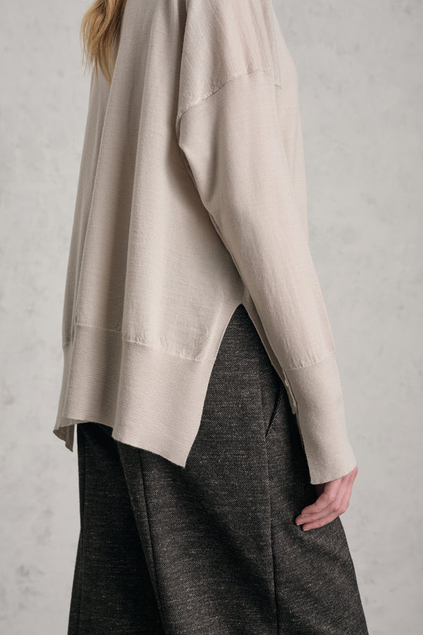 Oversize-Pullover mit Stehkragen aus extrafeinem Merino-Wollgarn | 1019.CFDTDE-1001.120