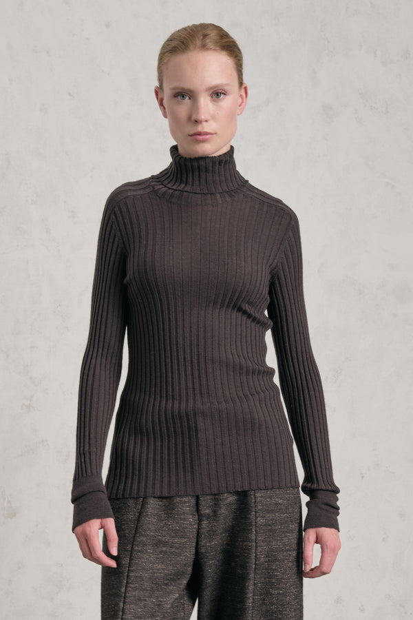 Rollkragenstrickpullover aus extrafeinem Merinowollgarn in breiter Rippenstruktur | 1019.CFDTDE-19542.490