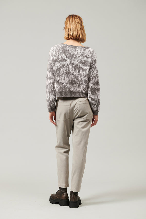 Pull à col rond et manches longues en alpaga et mohair à motif jacquard dégradé | 1013.CFDTDY-0500.935