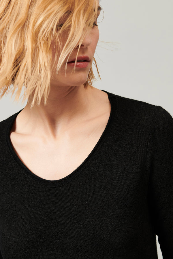 Knit dress with wool and viscose blend yarn, with tone-on-tone allover jacquard workmanship | 1013.CFDTDY-0606.901