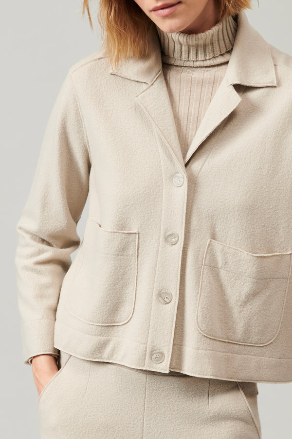 Veste non doublée avec col à revers en drap de laine, coupe ample | 1013.CFDTDY-0701.130