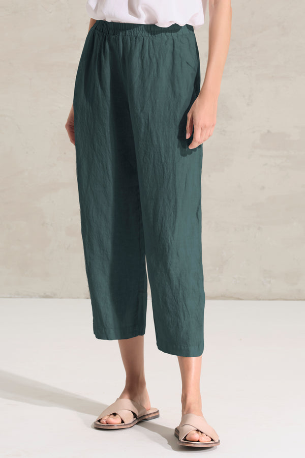 Leinenhose mit elastischem Bund und Einsatz aus Viskose-Georgette | 1018.CFDTRDB119.25