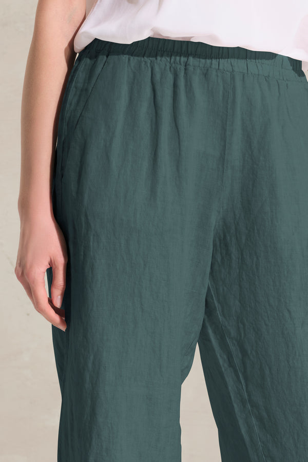 Leinenhose mit elastischem Bund und Einsatz aus Viskose-Georgette | 1018.CFDTRDB119.25