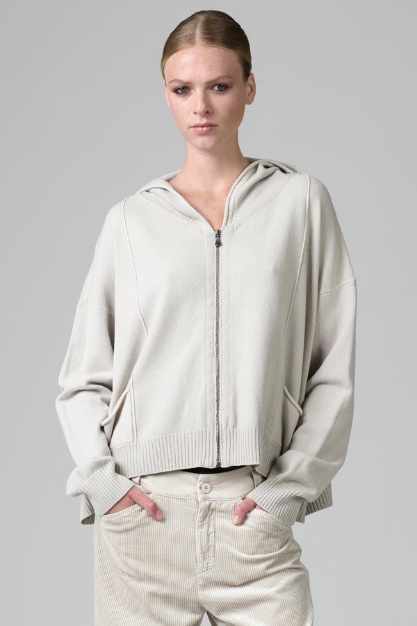 Felpa oversize con cappuccio in maglia di viscosa e lana strecth | 1016.CFDTRB11461.01