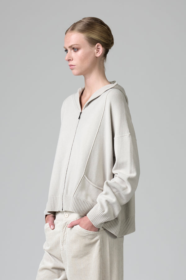 Sweat-shirt oversize à capuche en maille de viscose et laine stretch | 1016.CFDTRB11461.01