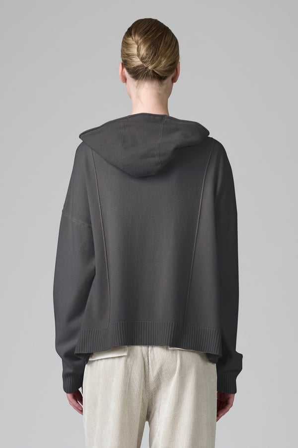 Felpa oversize con cappuccio in maglia di viscosa e lana strecth | 1016.CFDTRB11461.12