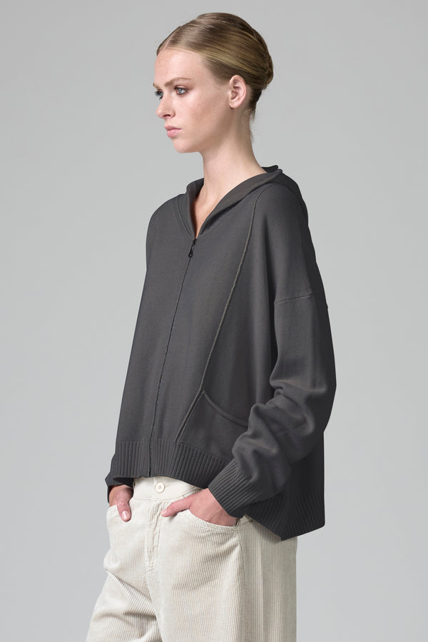 Felpa oversize con cappuccio in maglia di viscosa e lana strecth | 1016.CFDTRB11461.12