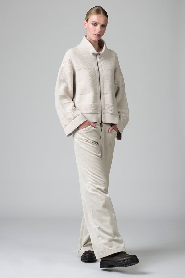 Virgin wool knitted zipped jacket with banded pattern | 1016.CFDTRB14490.01