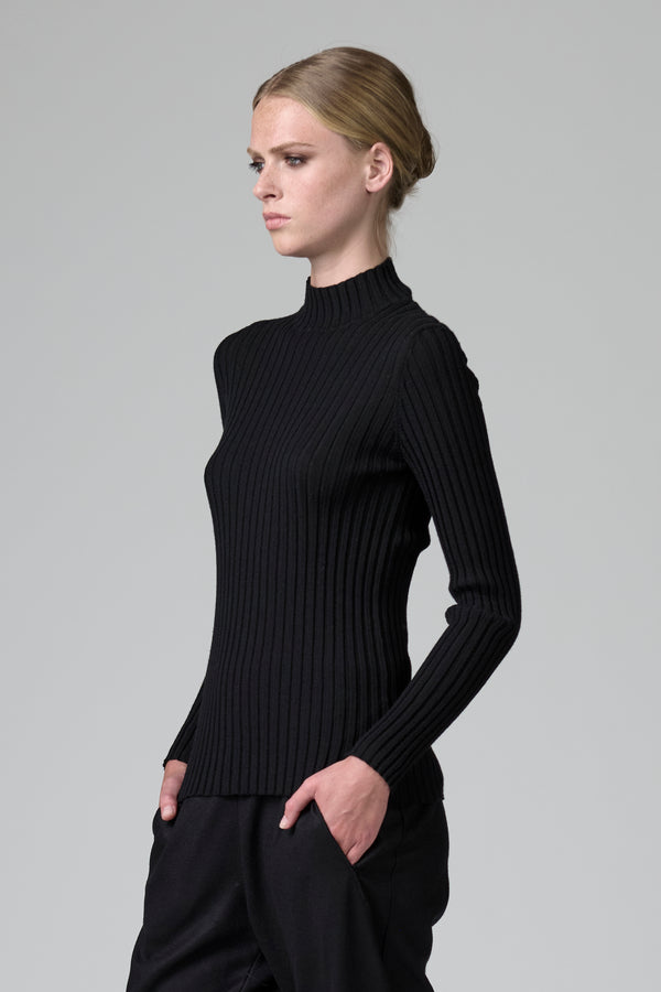 Maglia sottogiacca collo a lupetto in costina di lana extrafine | 1016.CFDTRB19543.10