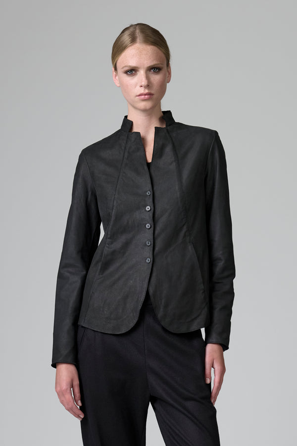 Giacca in pelle suede nappata e sagomata foderata in panno di lana | 1016.CFDTRB3380.10