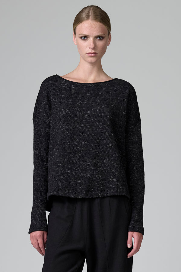 Maglia oversize in maglia di lana e cotone microfantasia con abbottonatura centro dietro | 1016.CFDTRB8430.10