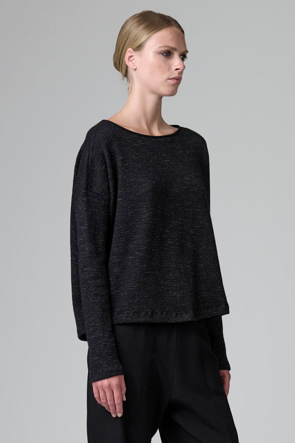 Maglia oversize in maglia di lana e cotone microfantasia con abbottonatura centro dietro | 1016.CFDTRB8430.10