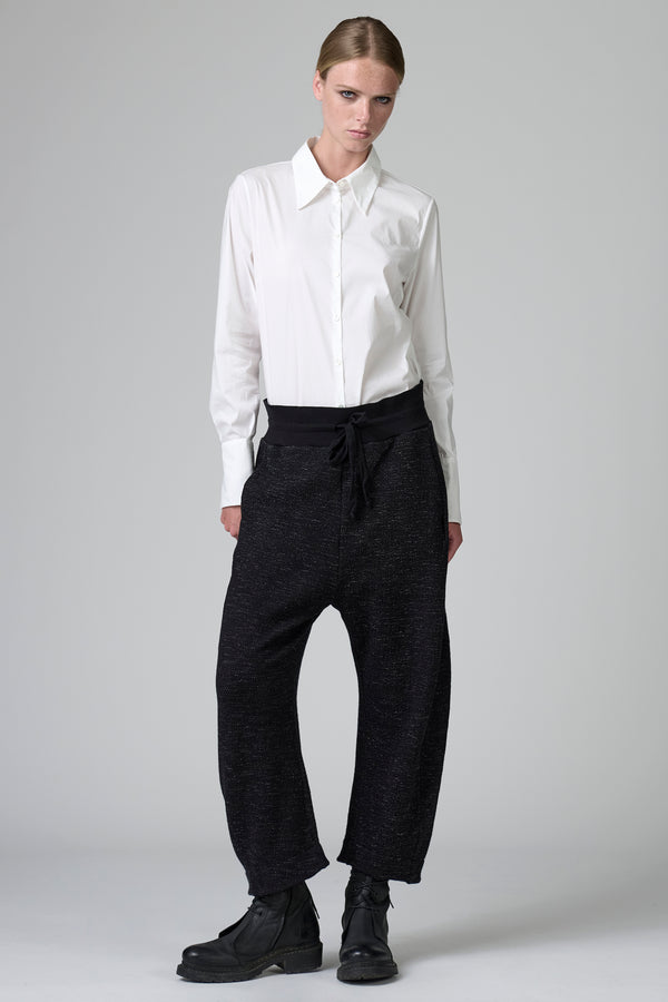 Pantalone comfort fit con coulisse in maglia di lana e cotone microfantasia | 1016.CFDTRB8431.10