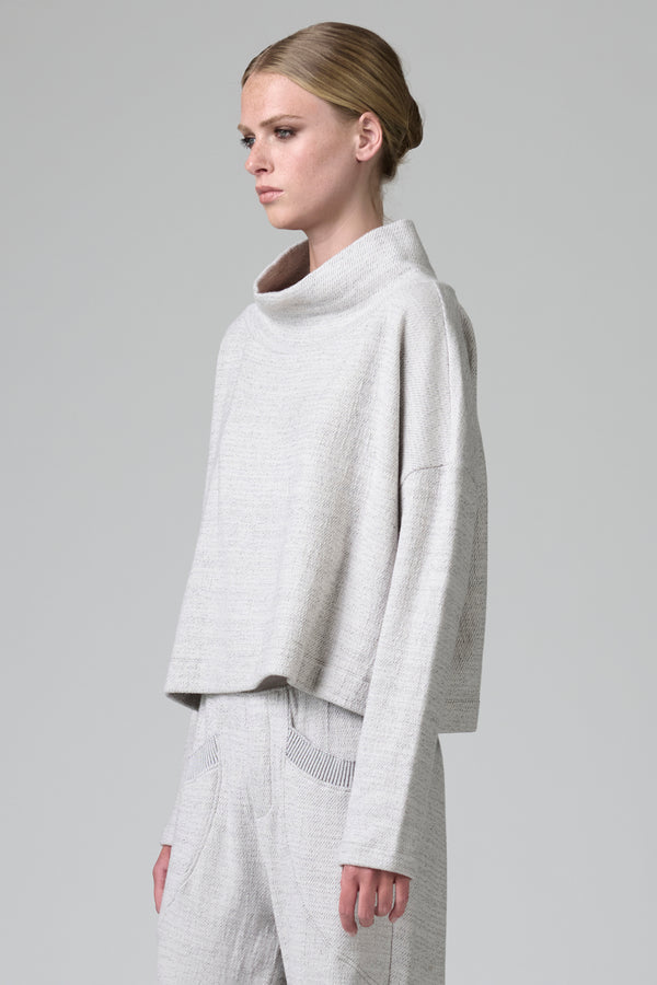 Maglia comfort fit collo a vulcano in maglia di lana e cotone microfantasia | 1016.CFDTRB8432.01