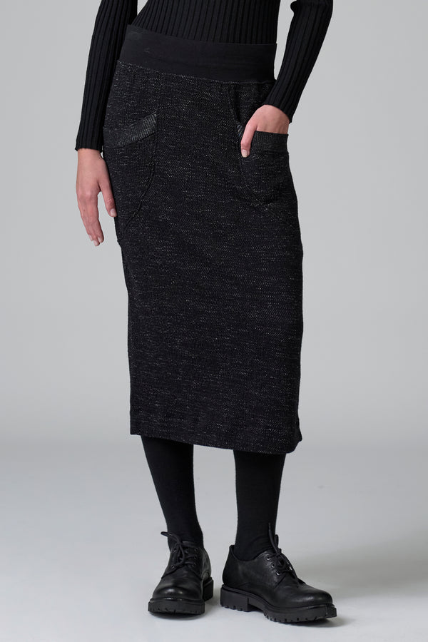 Gonna a tubino in maglia di lana e cotone microfantasia | 1016.CFDTRB8435.10