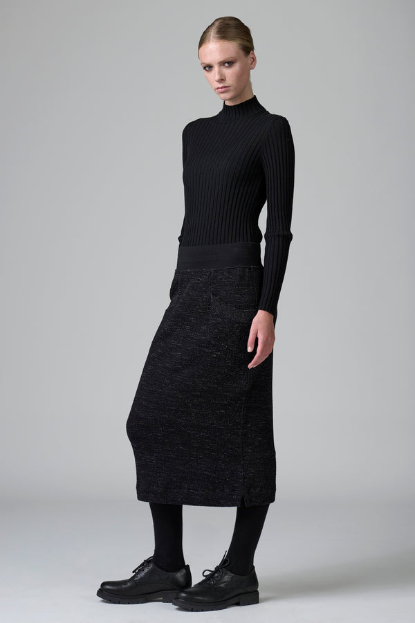 Gonna a tubino in maglia di lana e cotone microfantasia | 1016.CFDTRB8435.10