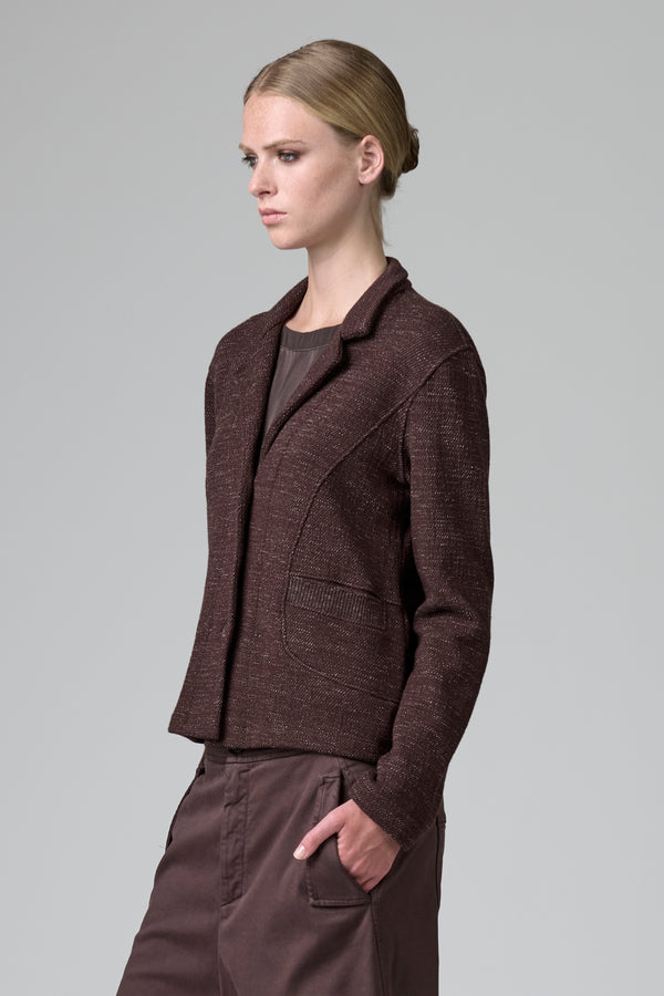 Kurze Jacke aus fein gemustertem Woll-Baumwollstrick | 1016.CFDTRB8436.07