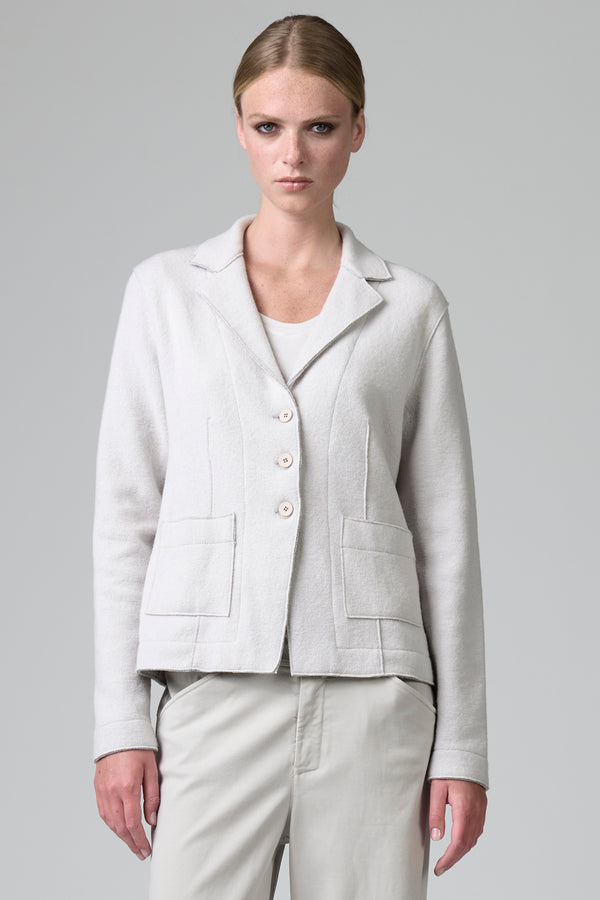 Shaped knitted jacket in wool and viscose with herringbone pattern on the inside | 1016.CFDTRB9440.01