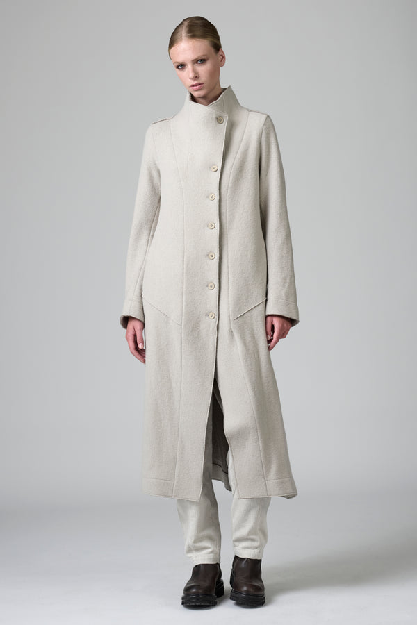 Cappotto lungo slim fit con collo alto in maglia di lana e viscosa con interno a spina di pesce | 1016.CFDTRB9444.21