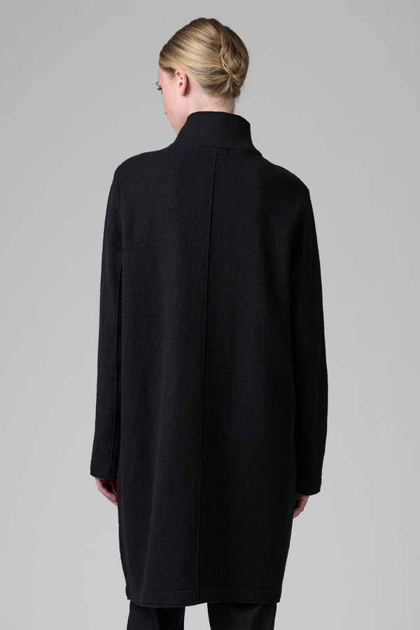 Manteau zippé ligne droite à coutures brutes en laine et viscose, motif chevrons à lintérieur | 1016.CFDTRB9445.110