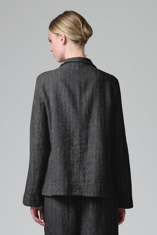 Giacca regular fit con abbotonatura arcuata in misto lana stretch a spina di pesce | 1016.CFDTRBA100.10