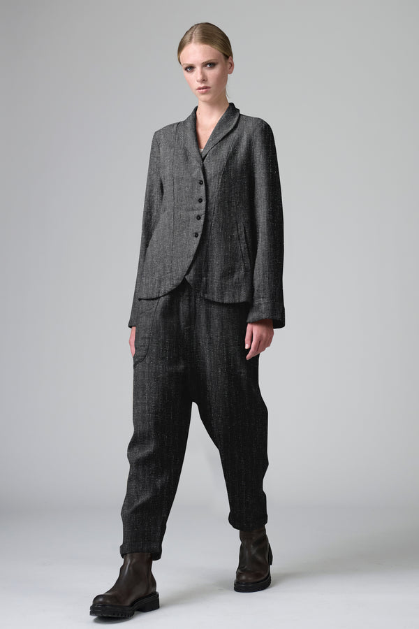 Giacca regular fit con abbotonatura arcuata in misto lana stretch a spina di pesce | 1016.CFDTRBA100.10