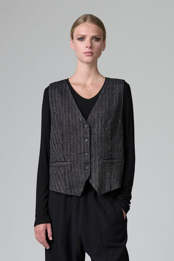 Gilet foderato in misto lana stretch a spina di pesce | 1016.CFDTRBA105.10