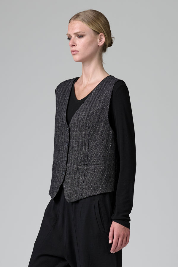 Gilet foderato in misto lana stretch a spina di pesce | 1016.CFDTRBA105.10