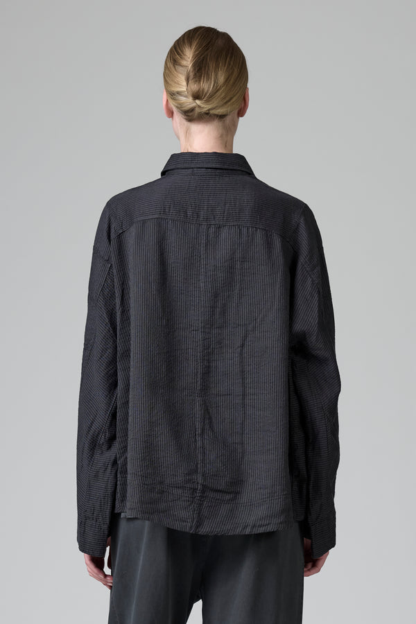 Oversize-Bluse, gestreift, aus Baumwoll-Leinen | 1016.CFDTRBE140.13