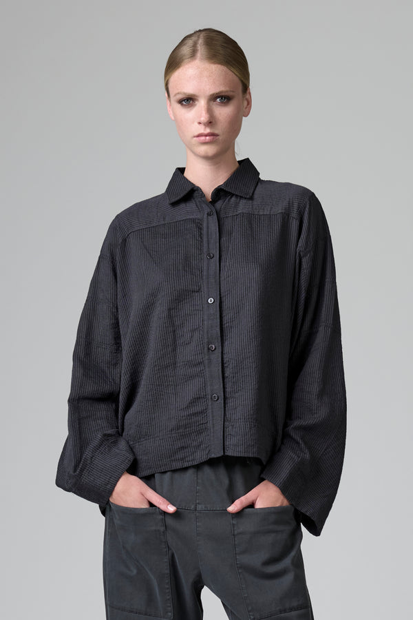 Oversize-Bluse, gestreift, aus Baumwoll-Leinen | 1016.CFDTRBE140.13